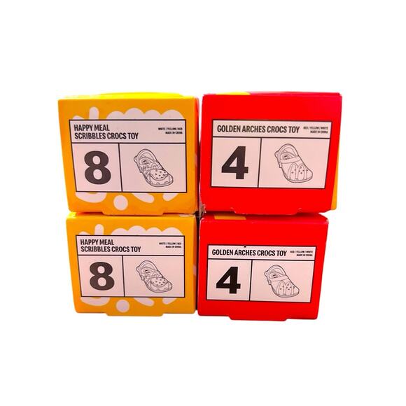 Lot of 4 NEW McDonald's Mini Crocs Keychain 2-#4, 2-#8 Happy Meal Toy NIB - Picture 2 of 7